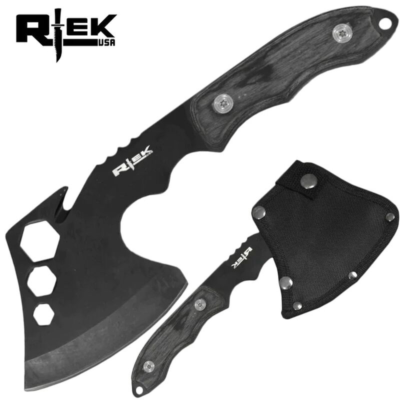 10" RTEK Black Wood Tactical Axe Hatchet with Sheath, , large image number 0